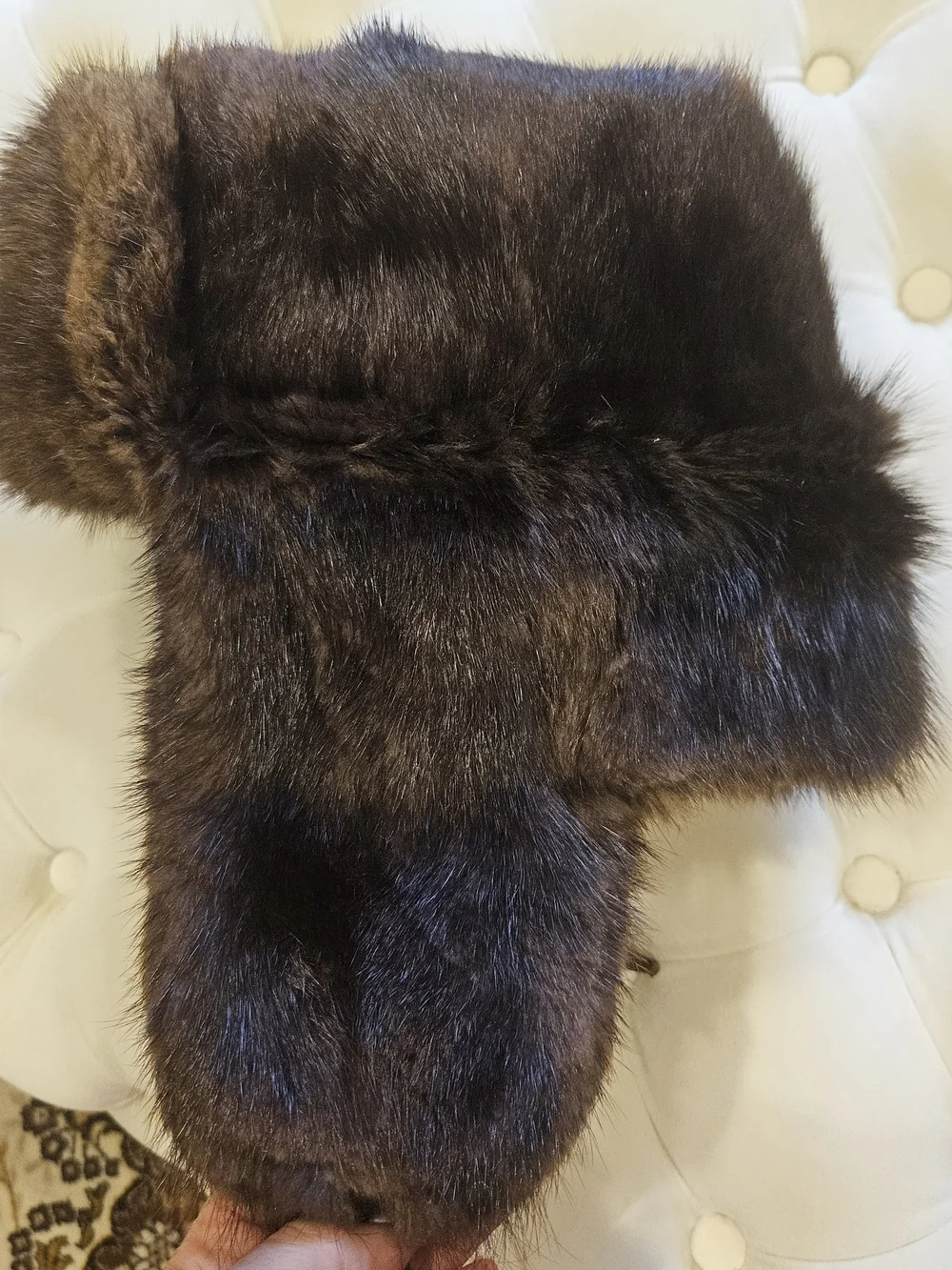 Geunine Fur Man's Winter Hat, Vintage, Brown Color
